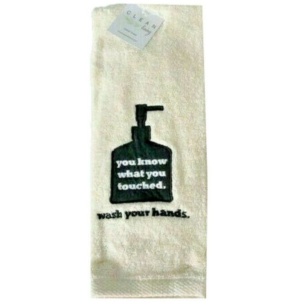 Avanti Hand Towel Wash Your Hands Embroidered Guestroom Bathroom Ivory Bath